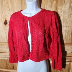Talbots Red Knit Cardigan Sweater – Women’s Medium – Hook Closure